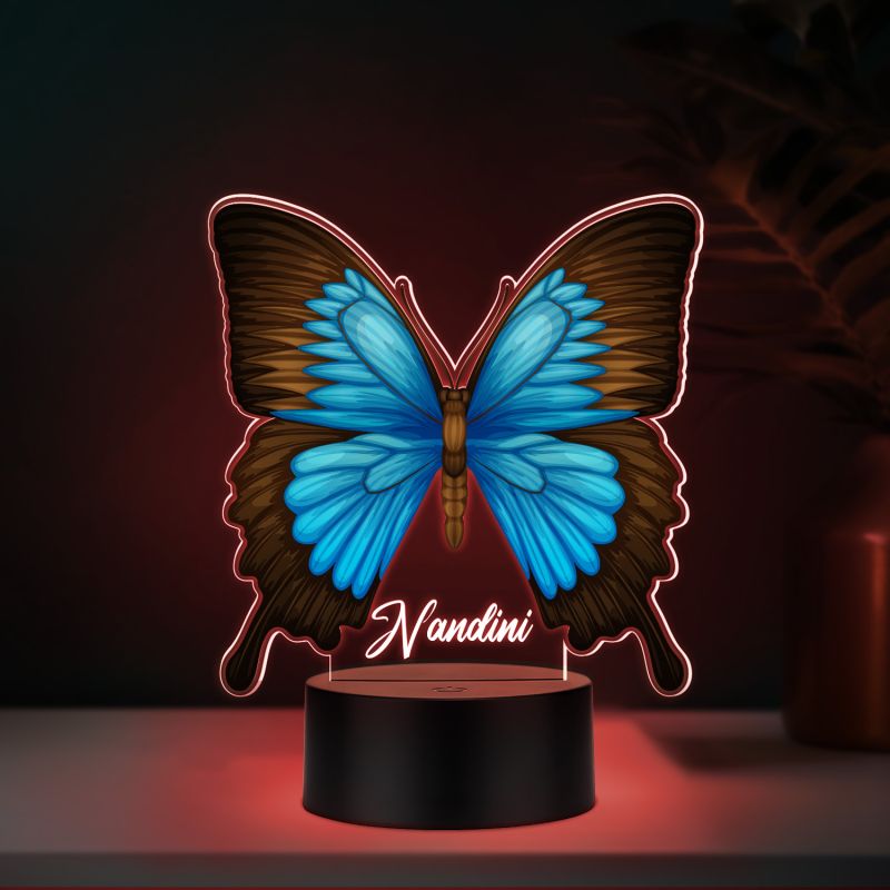 Butterfly Theme LED Night Light, 3D Illusion Lamp with Color Changing & Black Base Kids Room Decor Bedside Lamp Birthday Return Gift for Girls